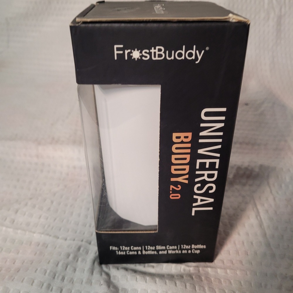 FrostBuddy Universal Buddy 2.0 White Can Cooler Multi-Function Tumbler